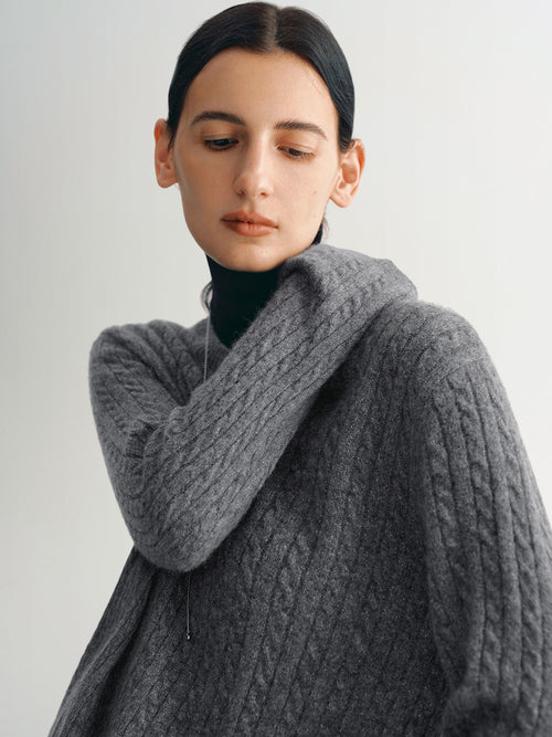 Load image 1 in gallery view. Cashmere crew neck sweater - Dark gray