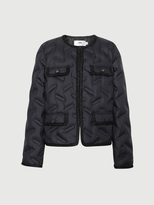 Carica immagine 1 in visualizzazione galleria. Veste légère en duvet noire à col rond et manches longues