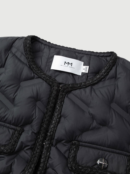 Carica immagine 1 in visualizzazione galleria. Veste légère en duvet noire à col rond et manches longues