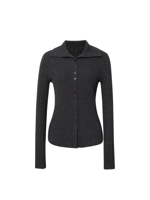 Charger l'image 1 dans la galerie. Fitted Pure Wool Ribbed Sweater