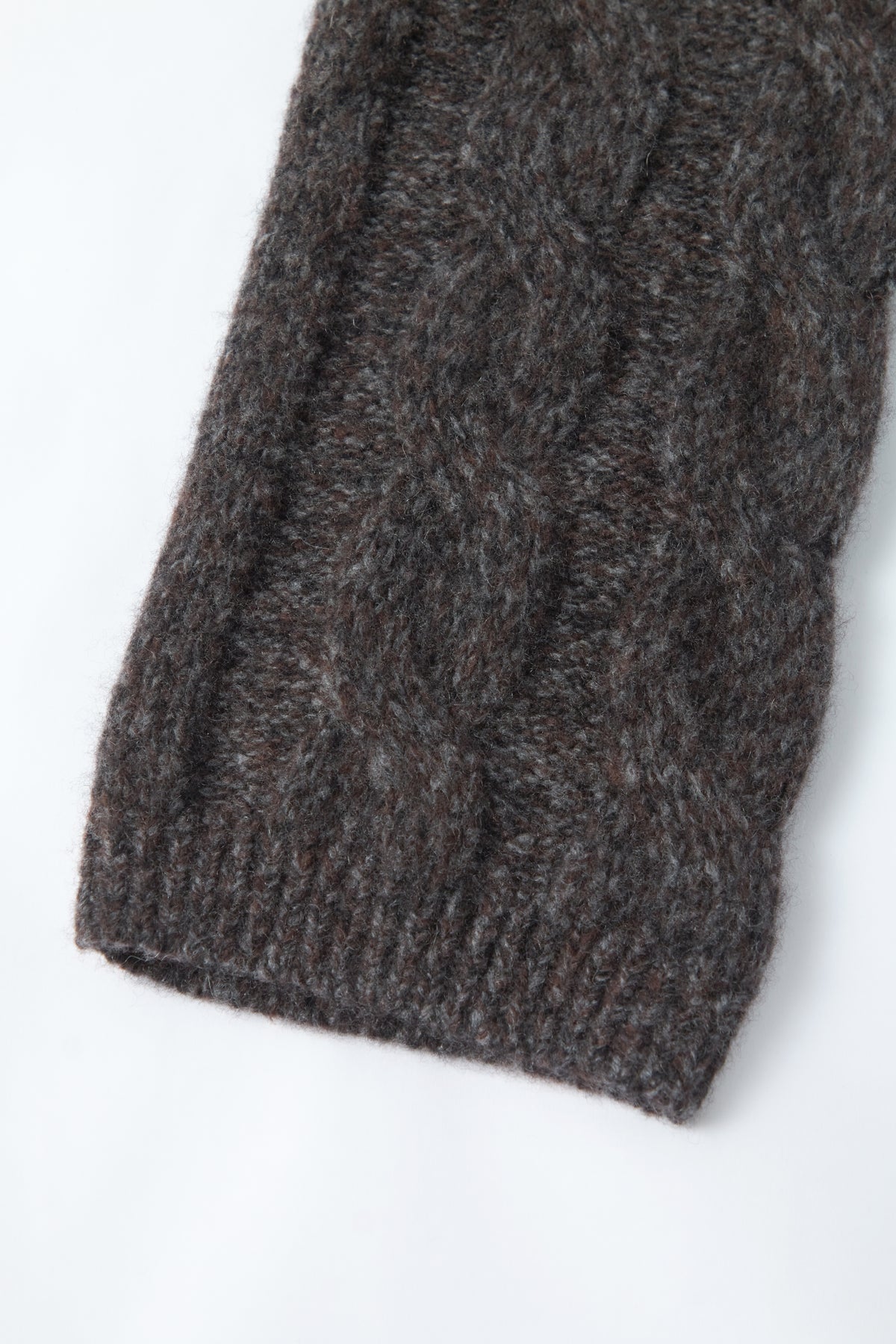 Deep Coffee Cable Knit Silk-Cashmere Sweater