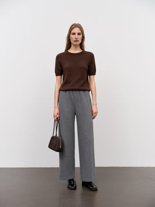 Load image 1 in gallery view. Lightweight Cashmere-Silk Short-Sleeve Sweater
