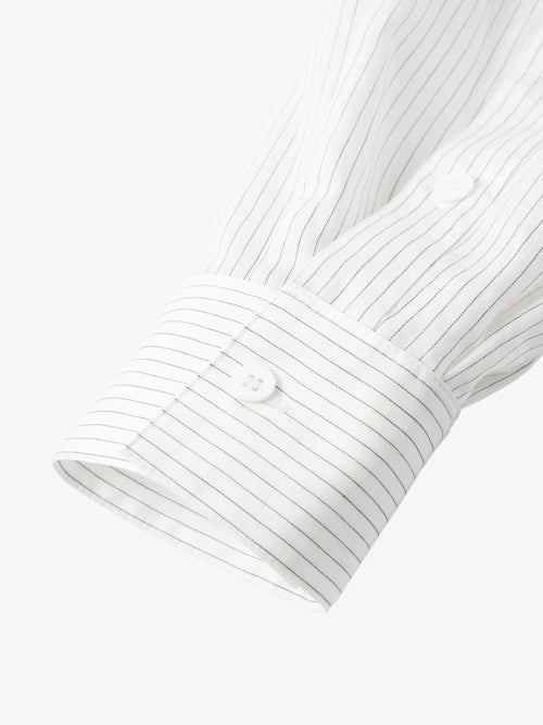 Carica immagine 1 in visualizzazione galleria. Cropped Lyocell-Blend Striped Shirt