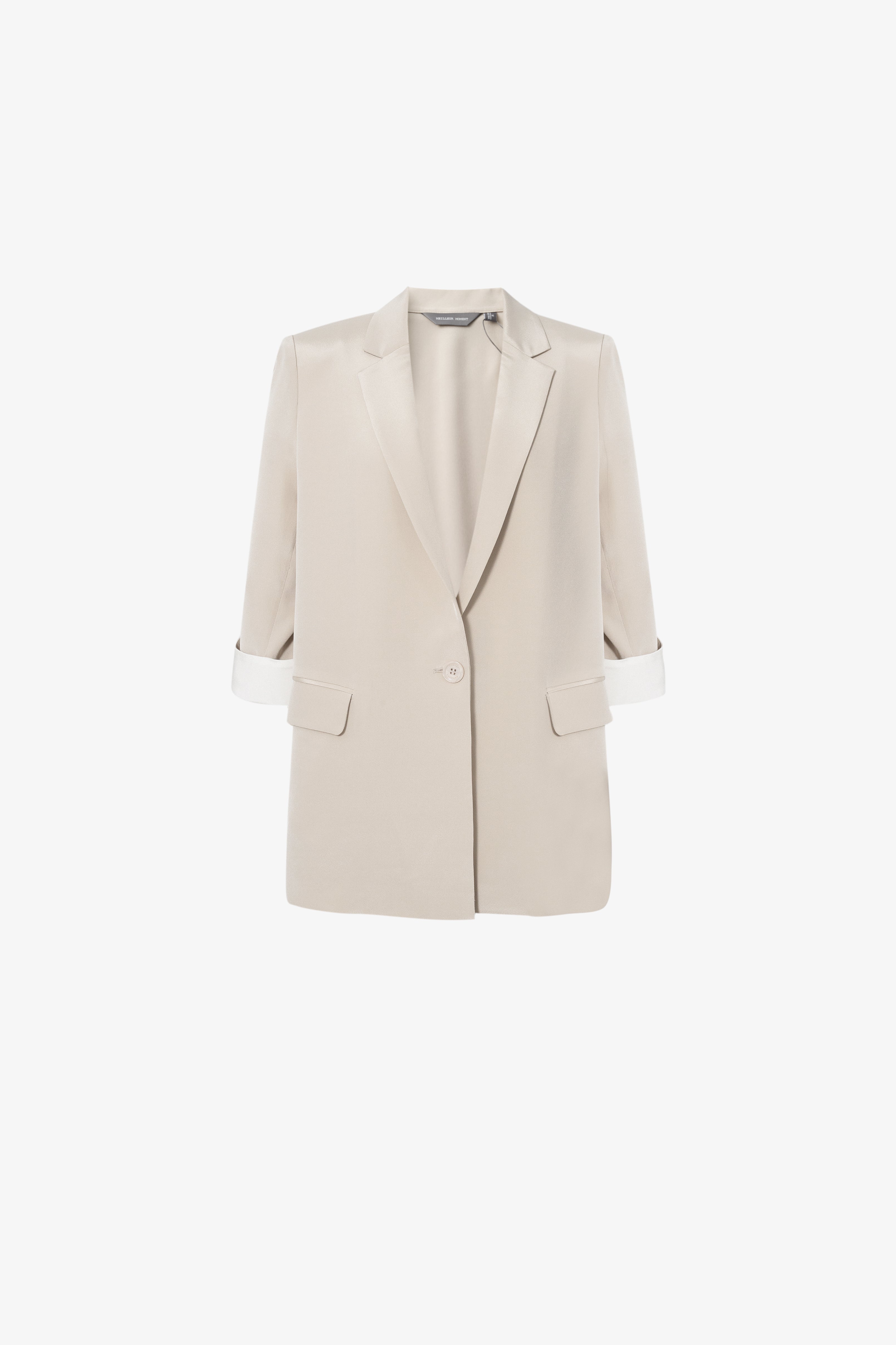 Relaxed-Fit Structured Shoulder V-Neck Short-Sleeve Blazer