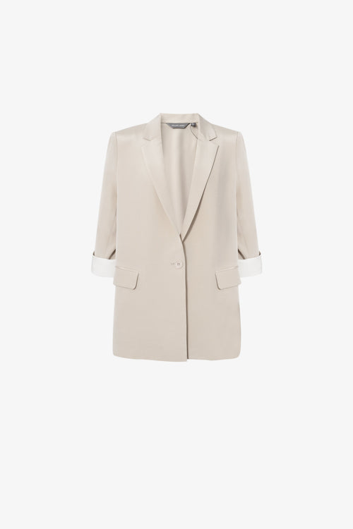 Carica immagine 1 in visualizzazione galleria. Relaxed-Fit Structured Shoulder V-Neck Short-Sleeve Blazer