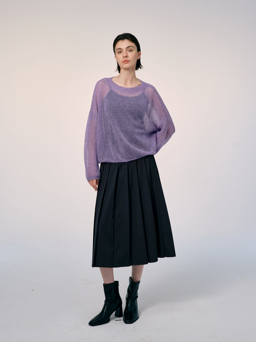 Load image 1 in gallery view. Cashmere-Silk Relaxed Pullover Sweater
