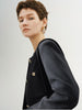 Short tweed jacket, gray, round neck, long sleeves