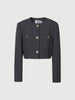 Short tweed jacket, gray, round neck, long sleeves