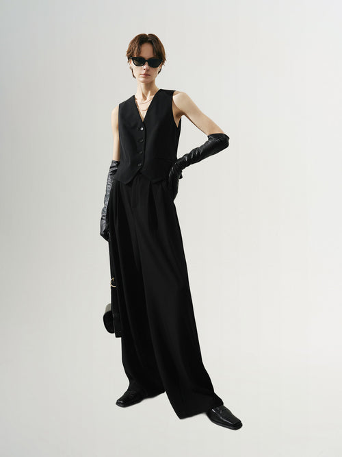 Load image 1 in gallery view. Smooth casual black pants