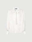 Top smock blanc uni en soie