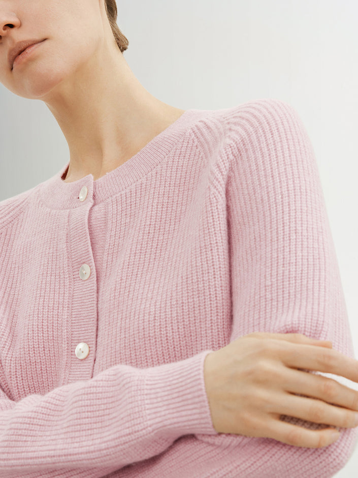 Cardigan casual en laine de mouton peony