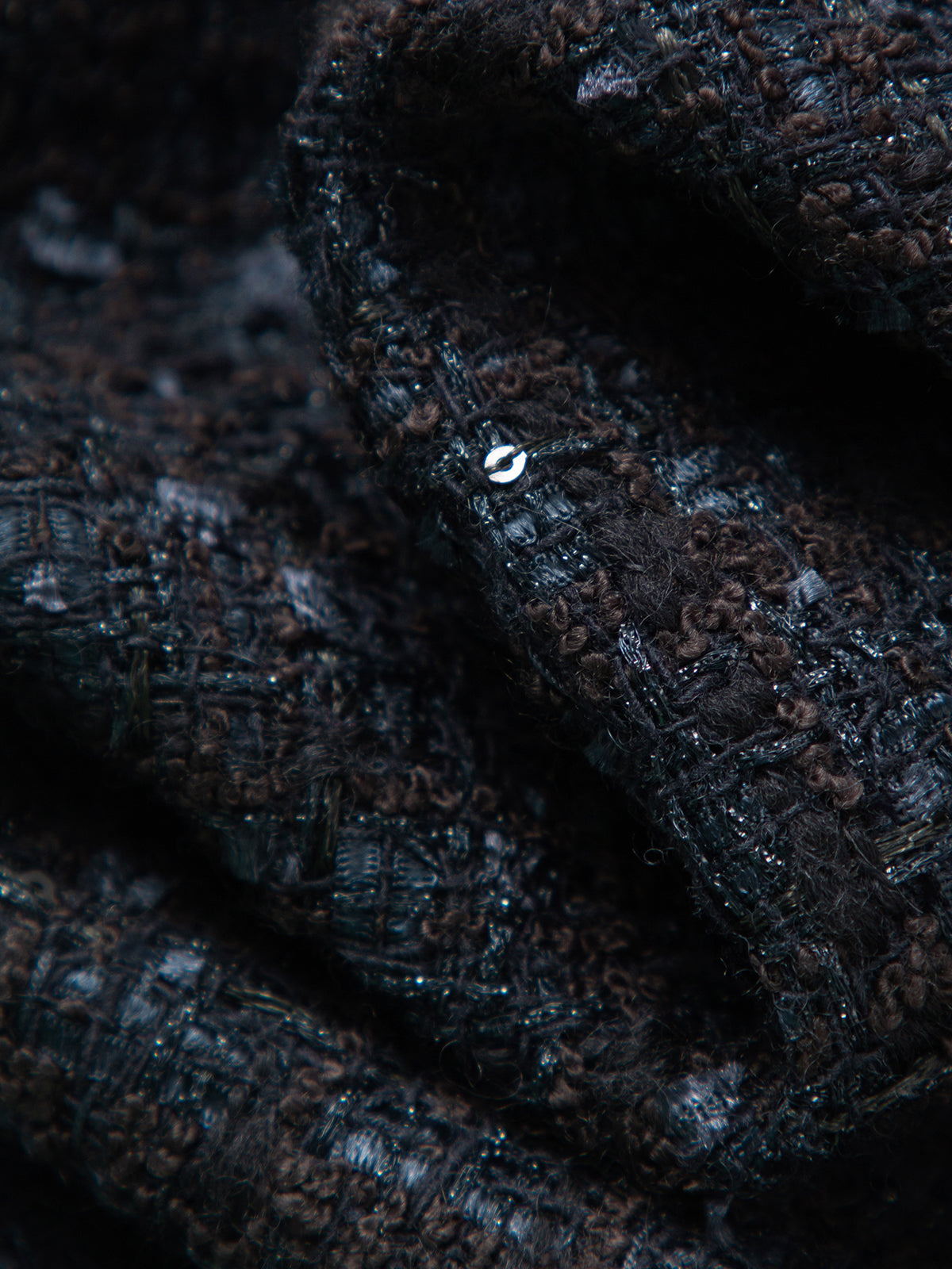 Navy blue long sleeve v-neck tweed jacket