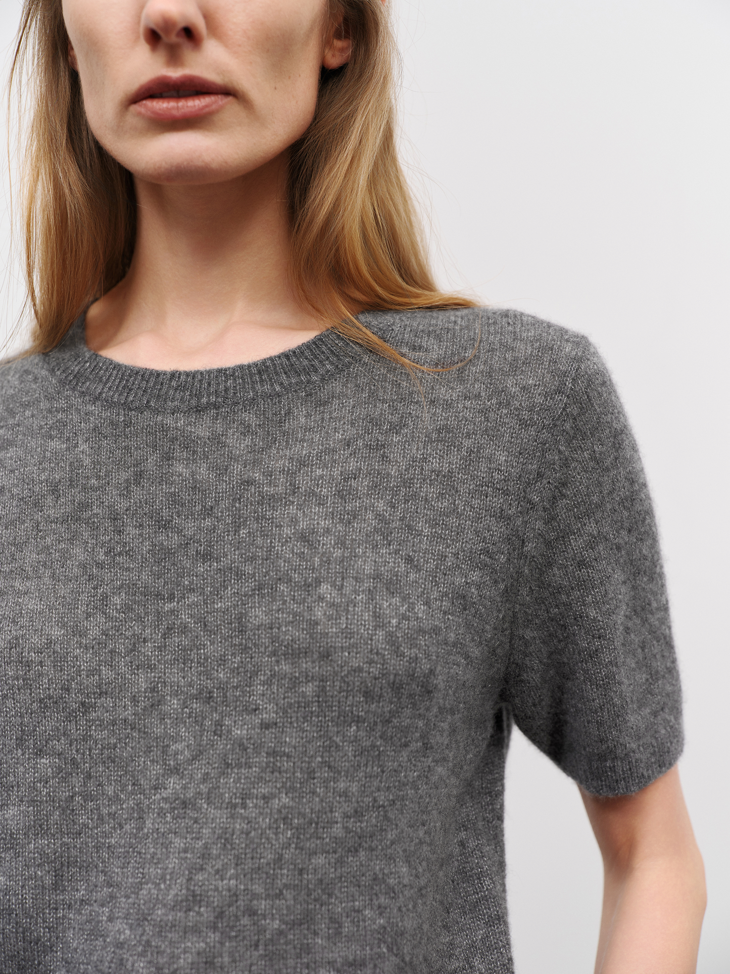 Lightweight Cashmere-Silk Short-Sleeve Sweater