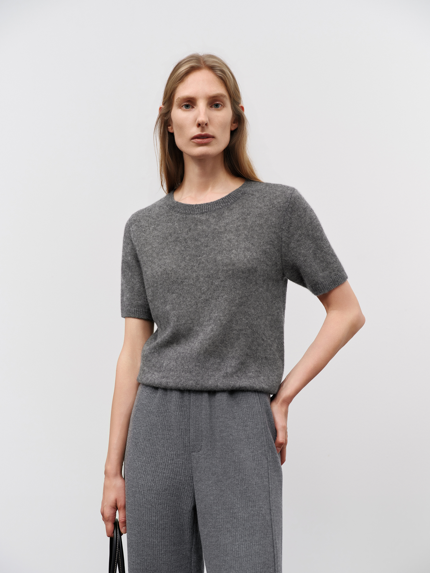 Lightweight Cashmere-Silk Short-Sleeve Sweater