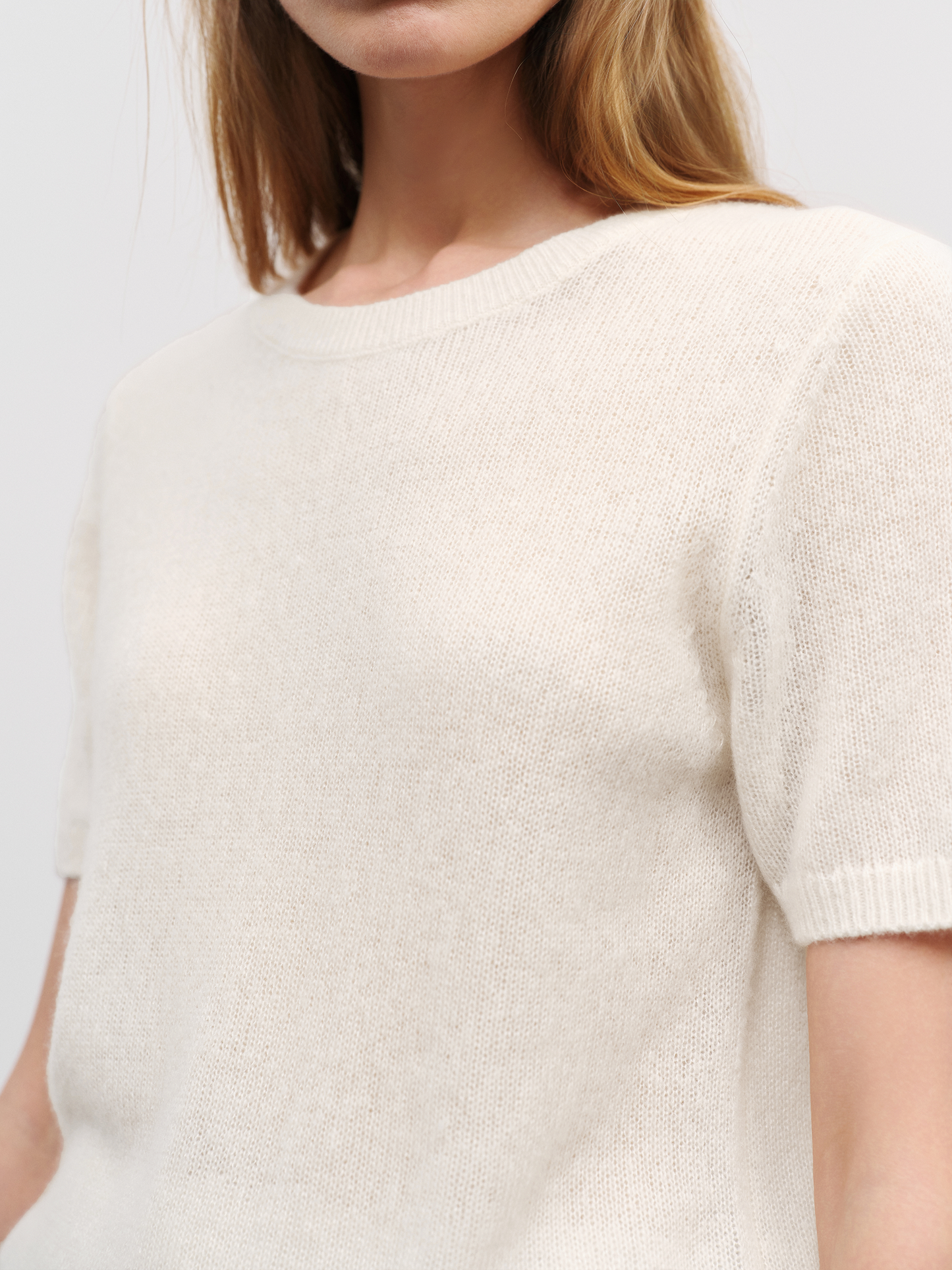 Lightweight Cashmere-Silk Short-Sleeve Sweater