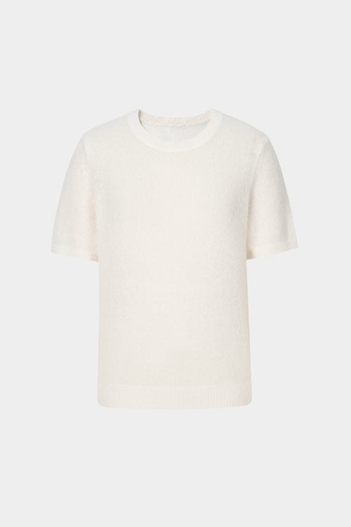 Load image 1 in gallery view. Lightweight Cashmere-Silk Short-Sleeve Sweater