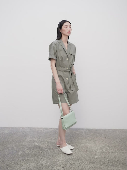 Carica immagine 1 in visualizzazione galleria. Women's Short Sleeve Belted Short Jumpsuits
