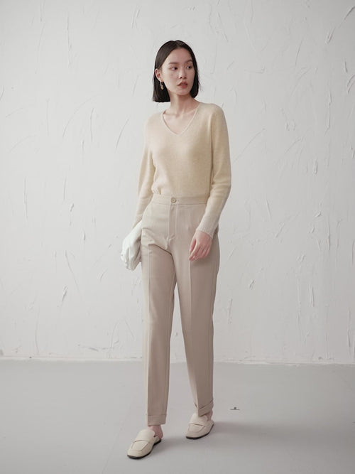 Load image 1 in gallery view. Women's Khaki Straight Fit Trousers