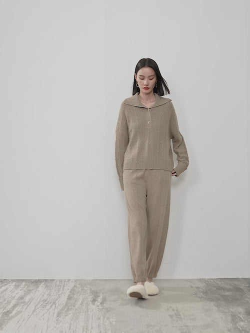 Load image 1 in gallery view. Women's Cocoa Brown Casual 100% Cashmere Pants