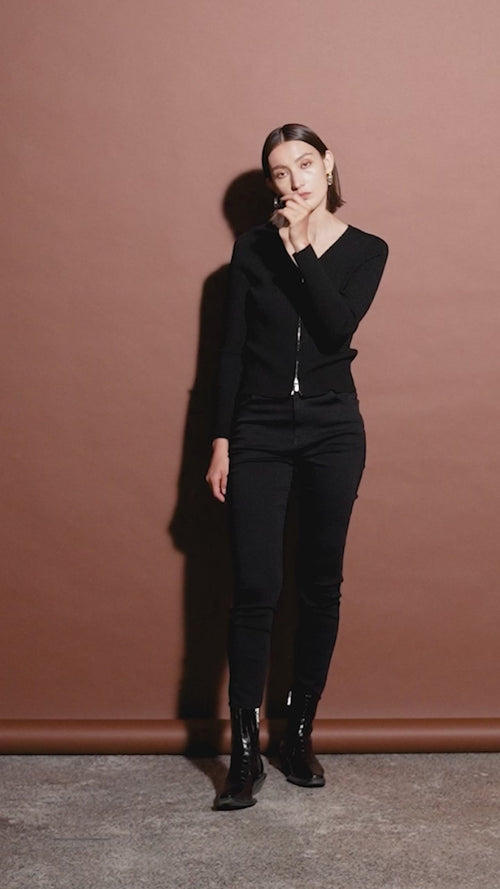 Load image 1 in gallery view. Women's Black Skinny Fit Mid Waist Jeans