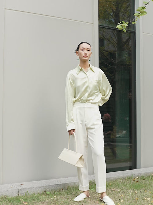 Load image 1 in gallery view. White hem pants