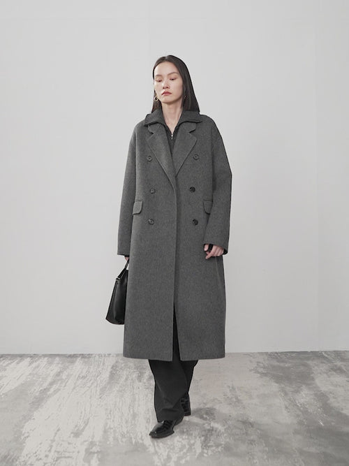 Charger l'image 1 dans la galerie. Manteau long gris en laine