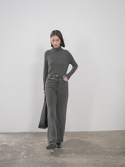 Load image 1 in gallery view. Women's Gray Wide Leg Jeans Pants