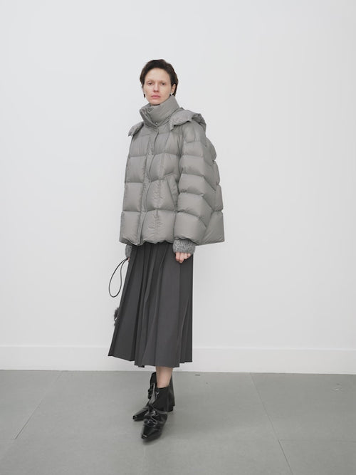 Load image 1 in gallery view. Women's Gray Goose Puffer Removable Hooded Jacket