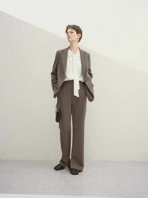 Charger l'image 1 dans la galerie. Women's Brown Notch Lapel Long Sleeves Blazer Jacket