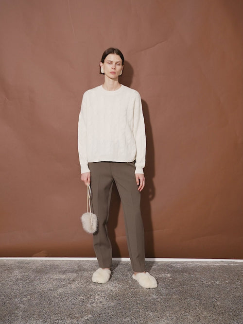 Load image 1 in gallery view. Ecru cashmere sweater