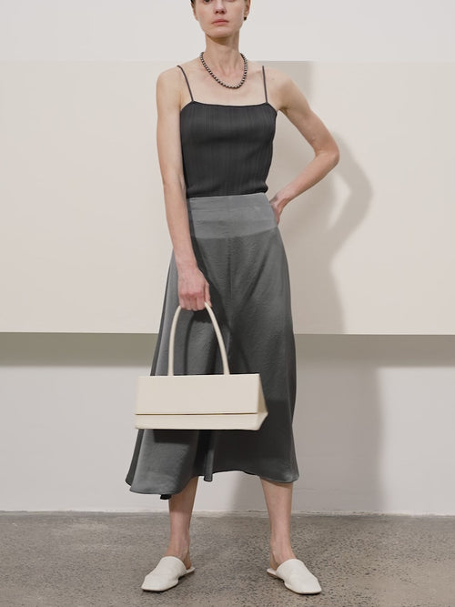 Charger l'image 1 dans la galerie. Women's Grey Straight Fit Breathable Acetate Skirt