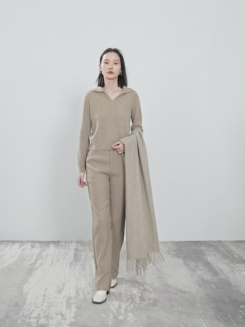 Load image 1 in gallery view. Women's Brown Straight Fit Slit Trousers