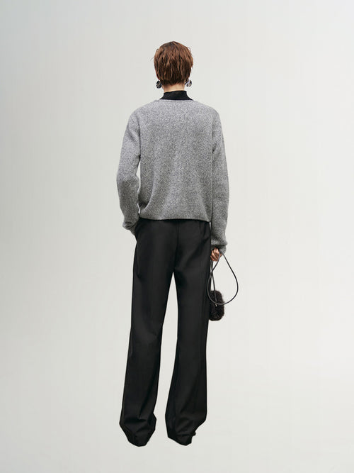 Load image 1 in gallery view. Gray cashmere V-neck cardigan with buttons