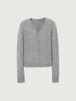 Cardigan gris à col en V et boutons en cachemire