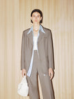 Women's Khaki Peak Lapel Classic Fit Woolen Blazer
