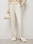Women's White Regular Fit High Waist Leg Slit Trousers