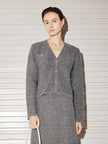 Ensemble jupe et veste courte en tweed gris en laine