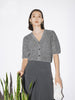 Women's Gray Brioche Stitch Puff Sleeve Top