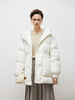 Women's White Warm Goose Puffer Hooded Jacket