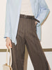 Women's Caramel Herringbone Plaid Wide Leg Trousers