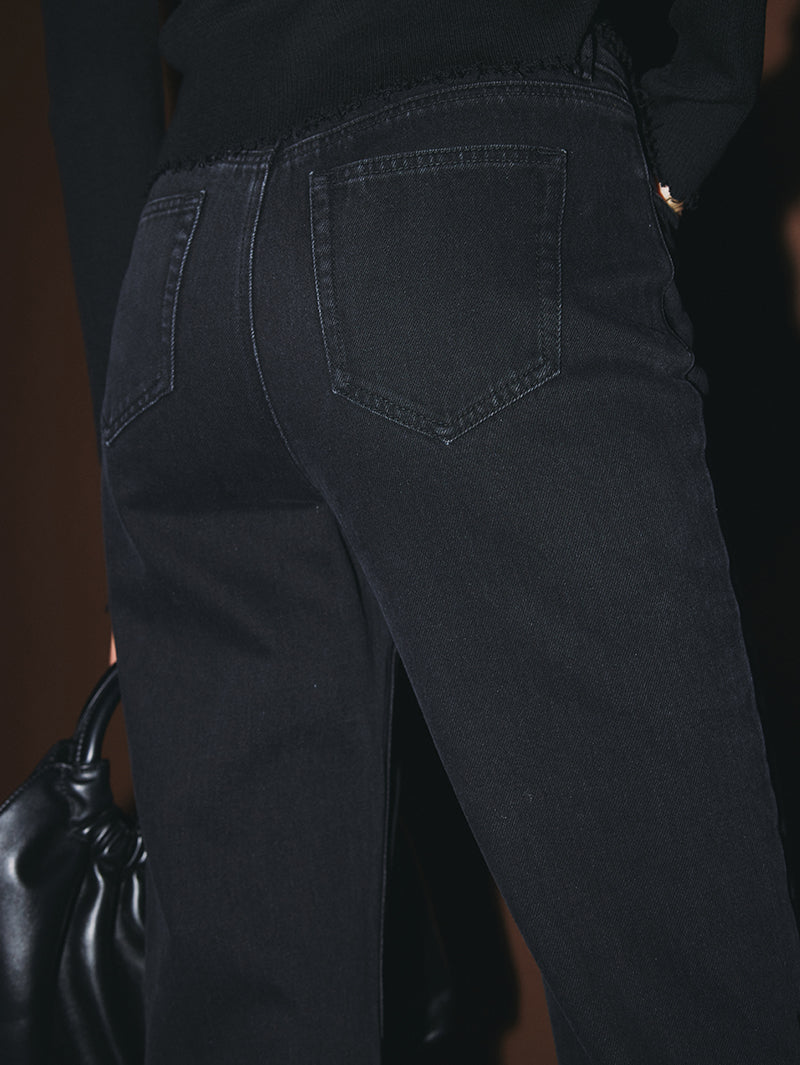 Women's Black Skinny Fit Middle Waist Jeans