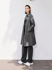 Manteau trench en coton gris, double boutonnage