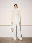 Women's White V Neck Knit Cashmere Cardigan