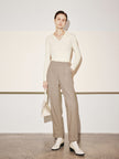 Women's Khaki Stable Straight Leg Cuffed Trousers