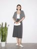 Women's Gray Brioche Stitch Puff Sleeve Top