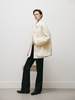 Women's White V Neck Long Sleeve Woolen Short Coat Jacket 5EA113172