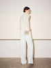 Women's White V Neck Knit Cashmere Cardigan