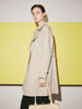 Double-breasted, straight trench coat with notched lapel collar, beige