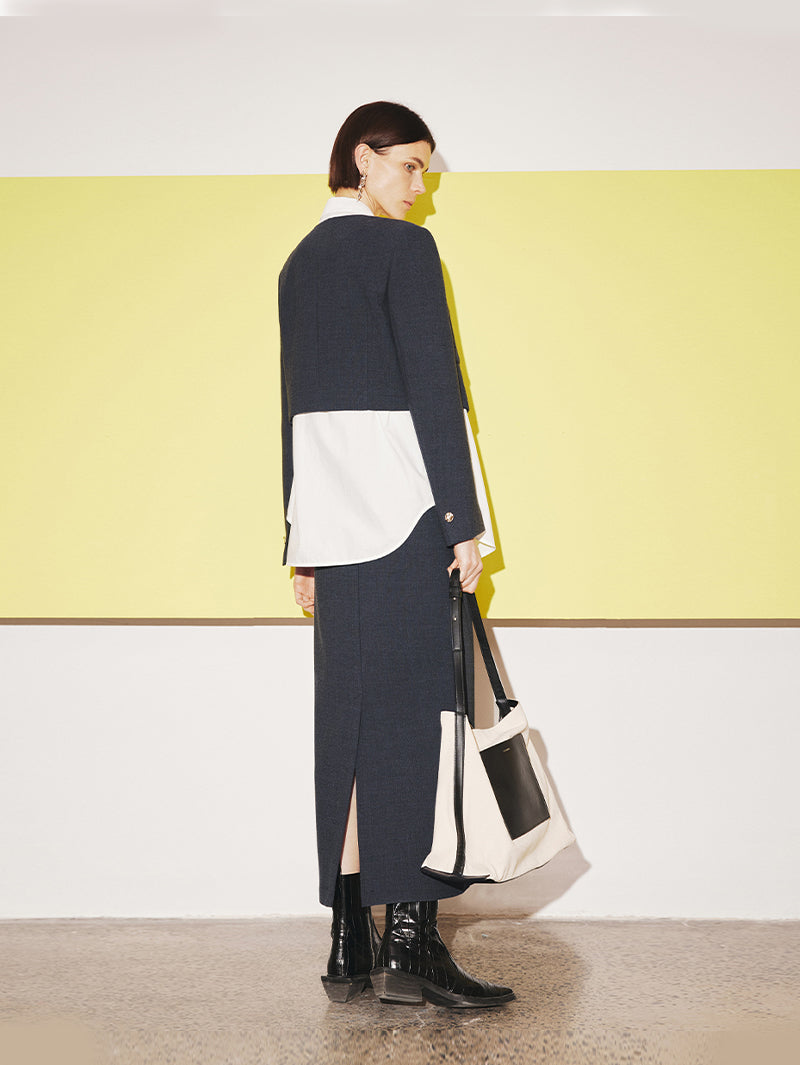 Women's Premium Drak Gray Classic Pure Wool Short Jacket Suit