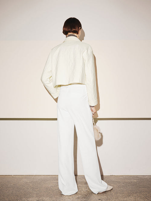 Charger l'image 1 dans la galerie. Women's White Classic Collar Cotton Short Jacket